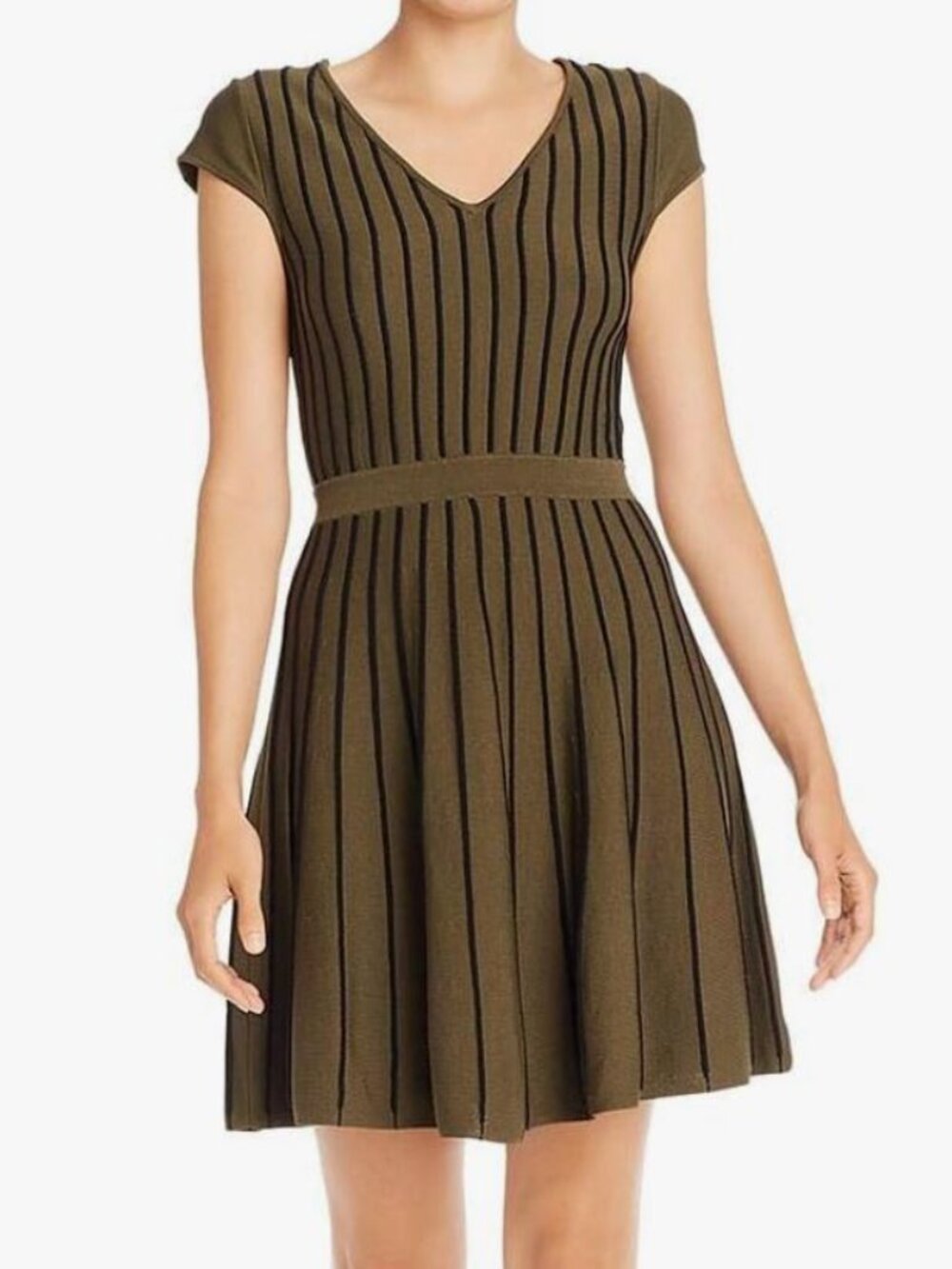 NOWT Parker Fit And Flare Knit Dress Moss and Black Size L